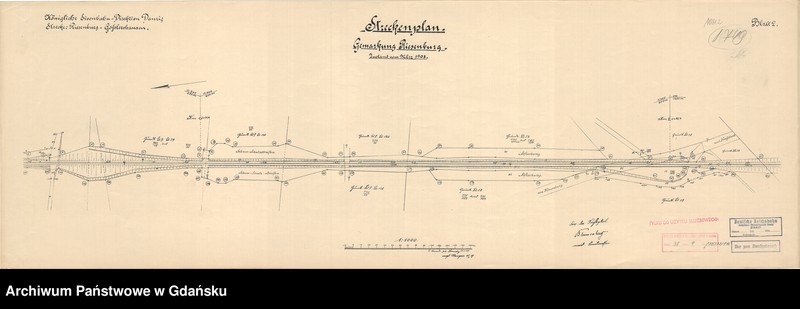 image.from.unit.number "Königliche Eisenbahn Direktion Danzig. Strecke: Riesenburg - Gosslershausen. Streckenplan. Gemarkung Riesenburg. Zustand vom März 1908. Blatt 2"