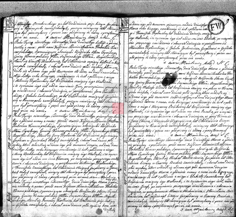 image.from.unit.number "Akta Cywilne Urodzonych Gminy Krasnopolskiey Pttu Seyneńskiego Województwa Augstowskiego Roku 1817."