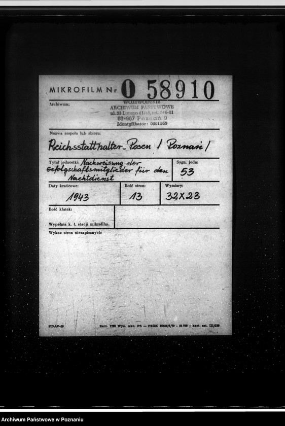 Obraz 2 z jednostki "Nachweisung der Gefolgschaftsmitglieder für den Nachtdienst"