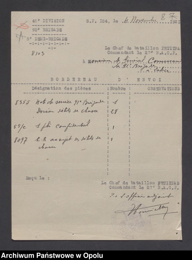 image.from.unit.number "/Korespondencja dotycząca spraw spornych: wypadki, incydenty - pisma, sprawozdania, raporty/ XI 1921"