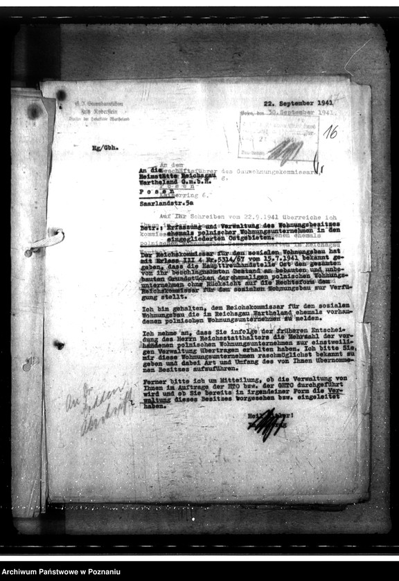 Obraz 20 z jednostki "Verwaltung des Wohnungsbesitzes ehemals polnischer Wohnungsunternehmen. Gründung der Kreiswohnungsgesellschaften"