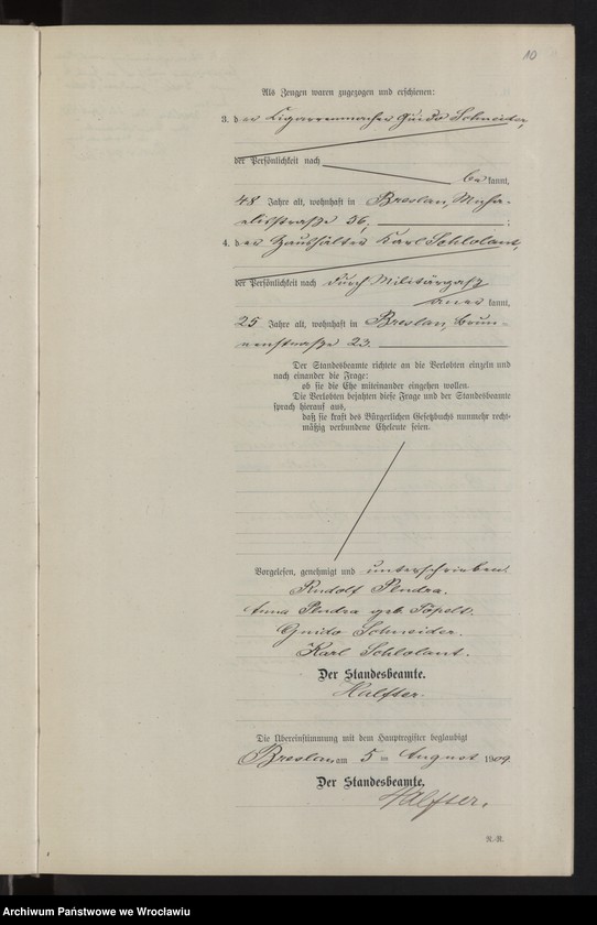 image.from.unit.number "Heiraths-Haupt-Register Breslau II 1909 Band 4"