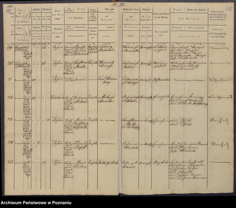 Obraz 13 z jednostki "[Akta urodzeń i chrztów, zgonów i pogrzebów, zapowiedzi i ślubów]"