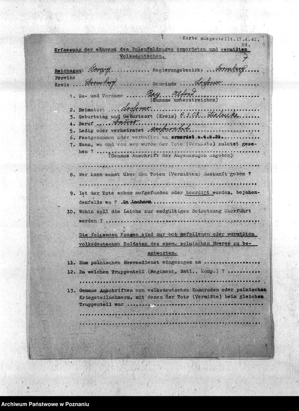 Obraz 11 z jednostki "Amtliche Meldungen Gemeinde Łochowo (Łoskowo). Kreis Bromberg (Bydgoszcz)"