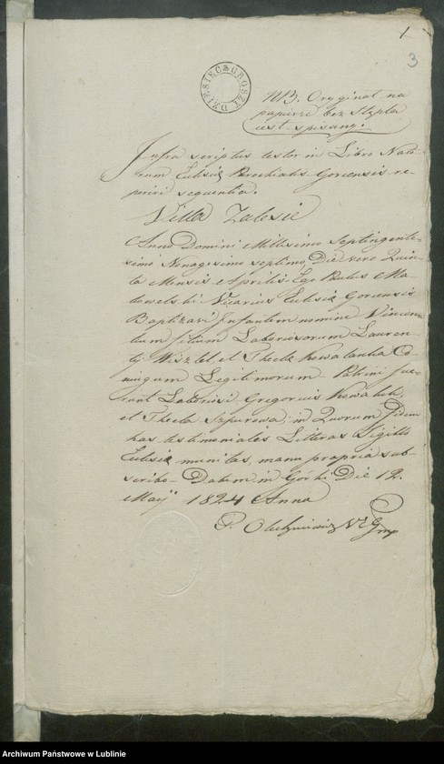 image.from.unit.number "Alegaty do ksiąg urodzeń, zapowiedzi, małżeństw i zgonów z lat 1824 - 1825"