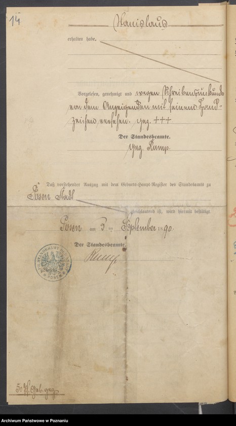 Obraz 19 z jednostki "Die von den Verlobten beigebrachten Urkunden zur Eheschliessung pro 1900"