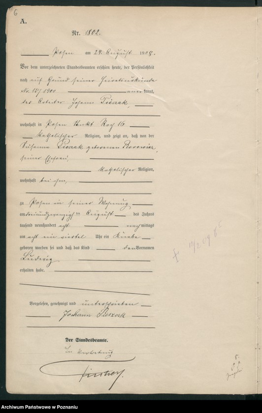 Obraz 8 z jednostki "Księga miejscowa urodzeń tom IV [Rejestr główny urodzeń]"