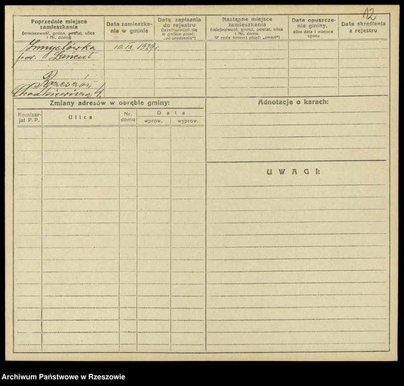 Obraz 14 z jednostki "Kartoteki kontroli ruchu ludności Litera: K"
