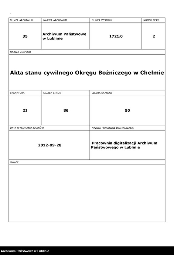 Obraz 2 z jednostki "Księga urodzeń, małżeństw i zgonów"