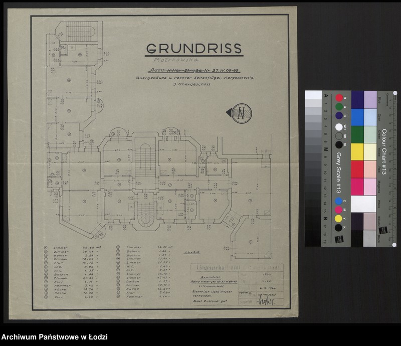 Obraz 1 z jednostki "Grundriss Adolf Hitler Straße Nr 37 W. 68-69 Litzmannstadt"