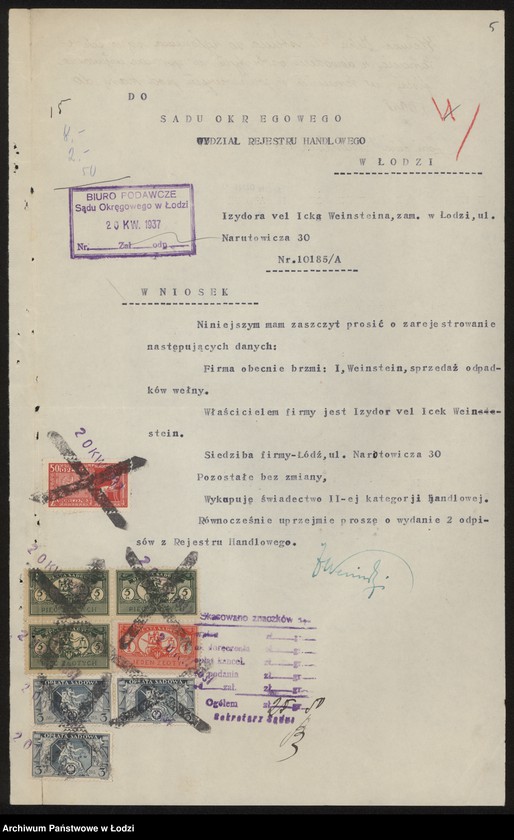 Obraz 7 z jednostki "Icek Wojnsztajn – sprzedaż odpadków wełny"