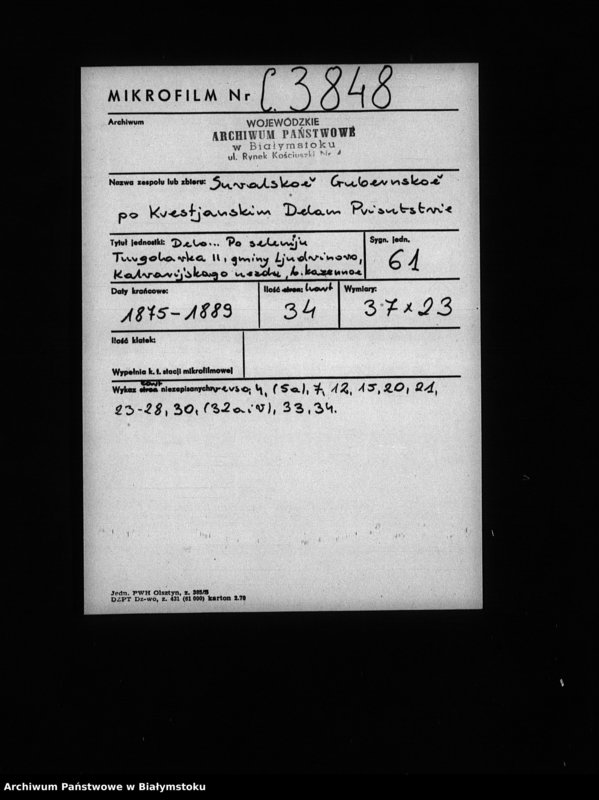 image.from.unit.number "Delo… Po selenîju Turgolavka II, gminy Ljudvinovo, Kalvarîjskago uezda, b. kazennoe"