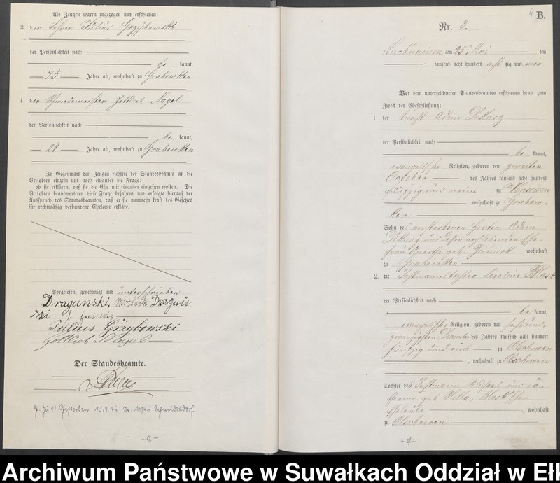 image.from.unit.number "Heiraths-Haupt-Register des Königlichen Preussischen Standes-Amtes Lucknainen Kreis Sensburg für das Jahr 1884 [do 1887]"
