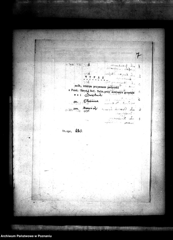 Obraz 10 z jednostki "Sprawa przyznania pomocy kredytowej uczestnikom scalenia gruntów wsi Świętniki powiatu konińskiego"