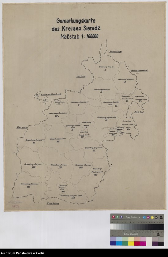 Obraz 1 z jednostki "Gemarkungskarte des Kreises Sieradz"