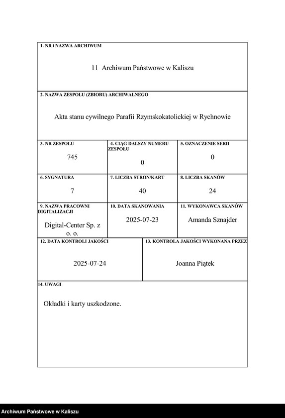 image.from.unit.number "Książka akt urodzenia, małżeństw i zejścia"