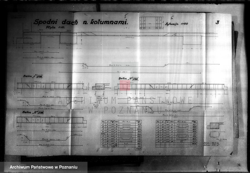 Obraz 7 z jednostki "Rysunki konstrukcyjne do obliczenia statycznego konstrukcji i żelbetonowych przy przebudowie budynku administracyjnego fabryki maszyn H. Cegielski S. A. Poznań Oddział w Rzeszowie"