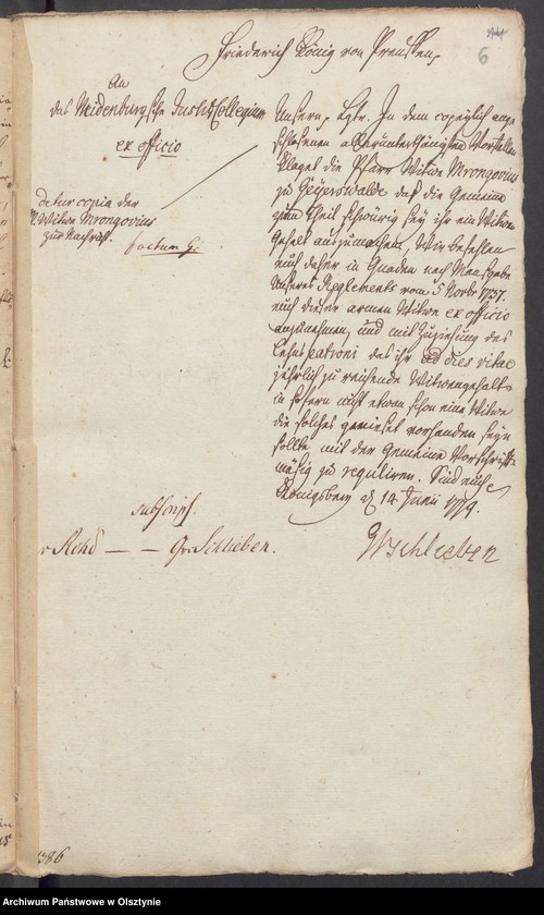 image.from.unit.number "In S. [Sachen] der Pfarr=Wittwe Mrongovius zu Geyerswalde [Gierzwałd] wegen ihres Wittwen=Gehalts"