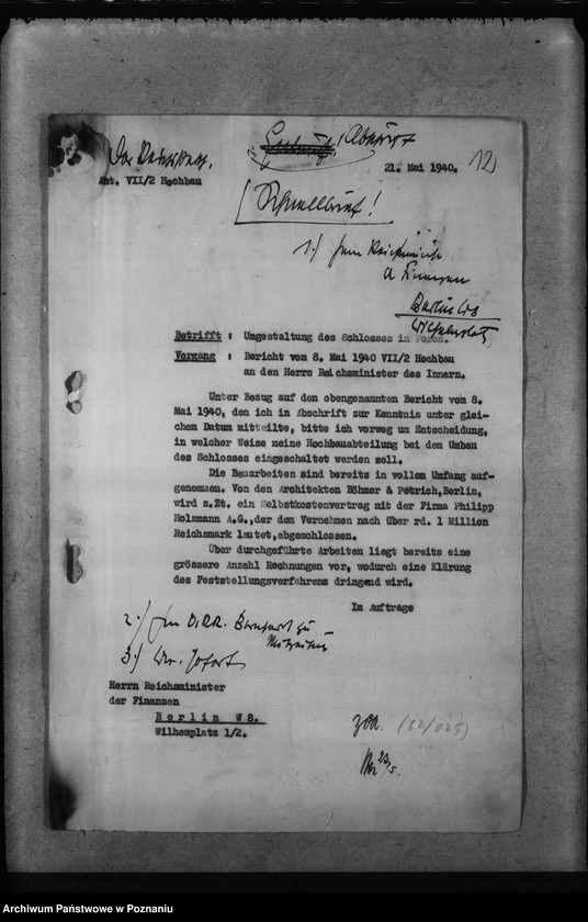 Obraz 16 z jednostki "Umbau des Schlosses Posen"