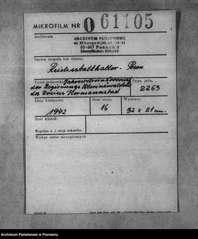 Obraz 2 z jednostki "Jahresveterinärbericht der Regierungs- Veterinärratstelle des Kreises Hermannsbad"