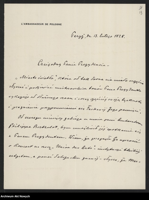 image.from.unit.number "Chłapowski Alfred (ambasador RP we Francji) i Helena; Załączniki: a) list P. de Fouquieres; b) list Ph. Pétain