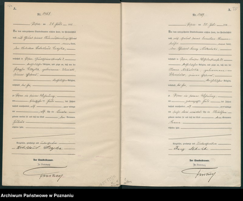 Obraz 20 z jednostki "Księga miejscowa urodzeń tom IV [Rejestr główny urodzeń]"