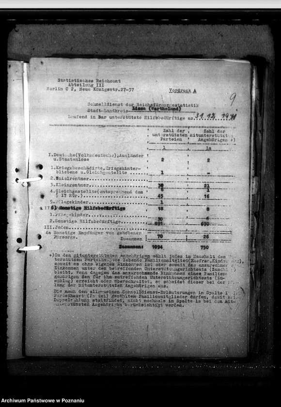 Obraz 13 z jednostki "Schnelldienst der Reichsfürsorgestatistik Regierungsbezirk Posen"