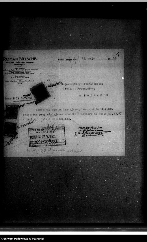 image.from.unit.number "Tartak parowy R. Nitsche w Boruji Starej powiat wolsztyński nr woj. kotła 4552"