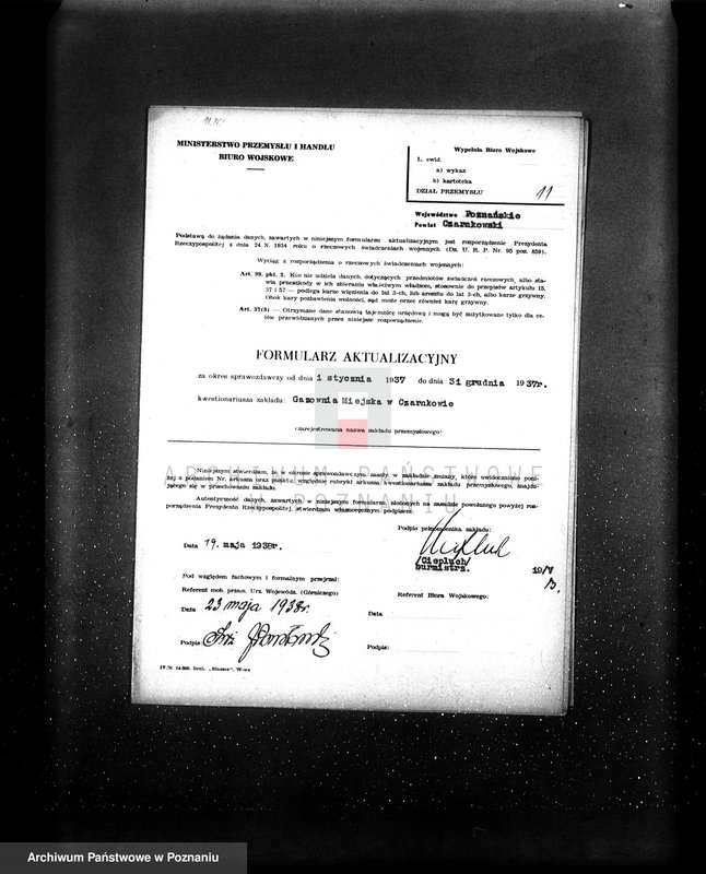 Obraz 15 z jednostki "Gazownia Miejska w Czarnkowie Kwestionariusze"