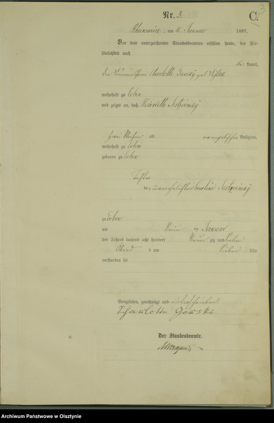 Obraz z jednostki "Sterbe-Haupt-Register Nr 1 - 8 i 21 - 110"
