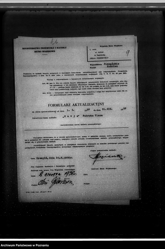 Obraz 13 z jednostki "Kwestionariusz "Sawja" Fabryka tlenu A. Jezierskiego w Czempiniu"