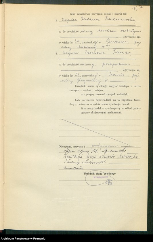 Obraz 16 z jednostki "Księga miejscowa małżeństw tom I [Rejestr główny małżeństw]"