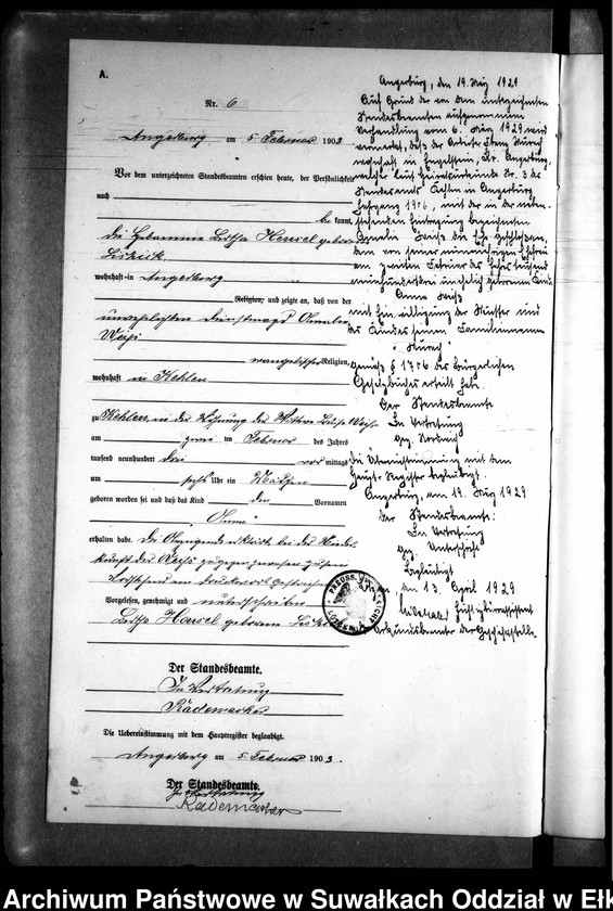 image.from.unit.number "Geburts-Neben-Register des Preussischen Standes-Amtes Kehlen Kreis Angerburg"