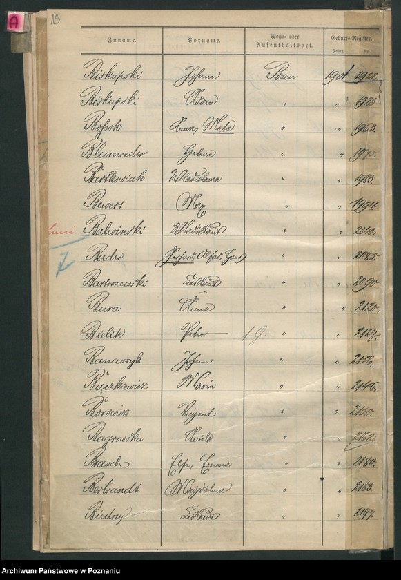 Obraz 18 z jednostki "[Skorowidz urodzeń]"