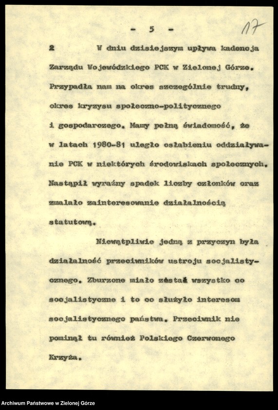 Obraz 19 z jednostki "Zdrowie. Przemówienia pracowników wydziału z okazji. Dnia pracownika służby zdrowia w latach 1982-1988, rocznic Wojewódzkiej Stacji Krwiodawstwa w 1978,1986; Sanepidu 1979, Sanatorium w Torzymiu w 1980, PKPS w 1984"