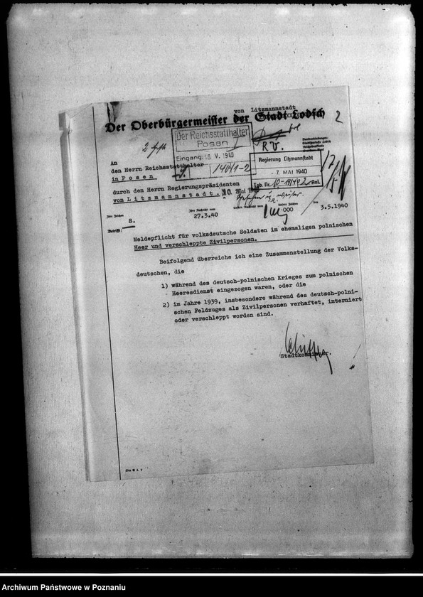 Obraz 6 z jednostki "Liste der Volksdeutschen, die im Jahre 1939, insbesondere während der deutsch - polnischen Feldzuges akls Ziwilpersonen verhaftel, interniert oderverschleppt worden sind (Łódź)"