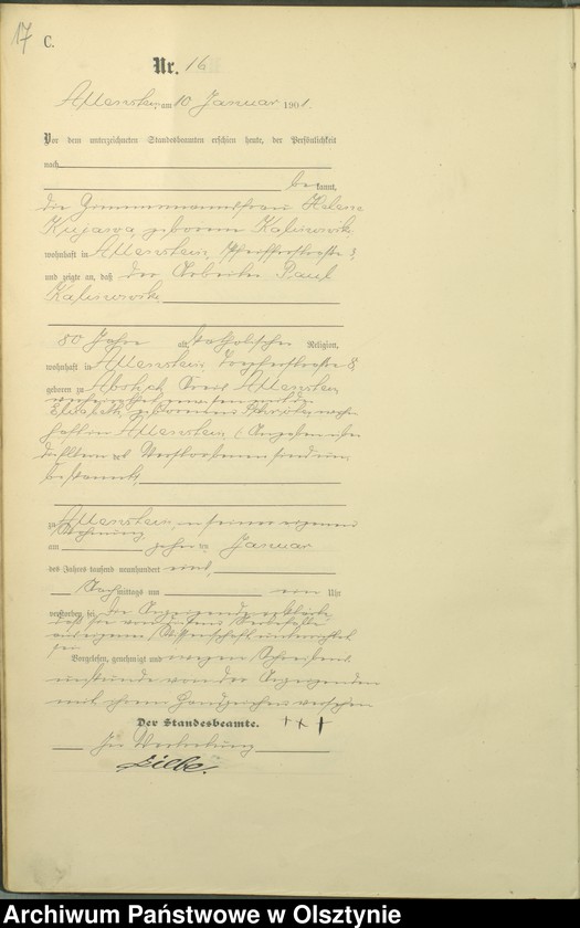 image.from.unit.number "Sterbe-Haupt-Register Tom I,Nr 1 - 399"