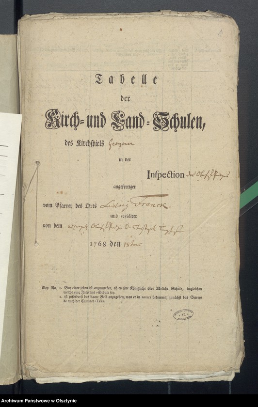 image.from.unit.number "Tabelle der Kirch- und Land-Schulen des Kirchspiel Georgenau"