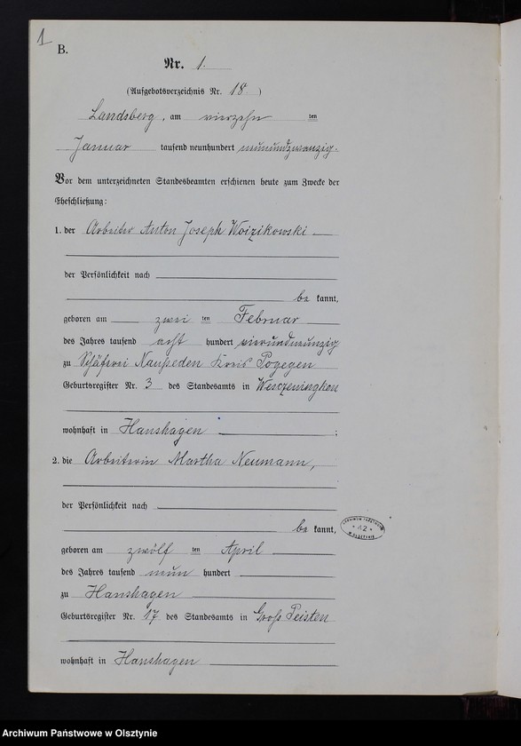 image.from.unit.number "Heiraths-Neben-Register Nr 1 - 18 [ Księga małżeństw - wtóropis ]"