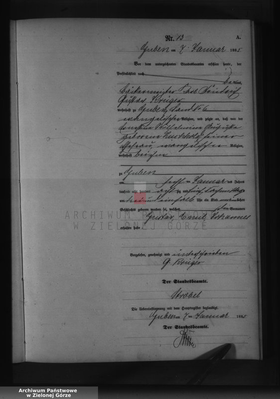 image.from.unit.number "Geburts-Neben-Register, Band I von No 1 bis No 500"