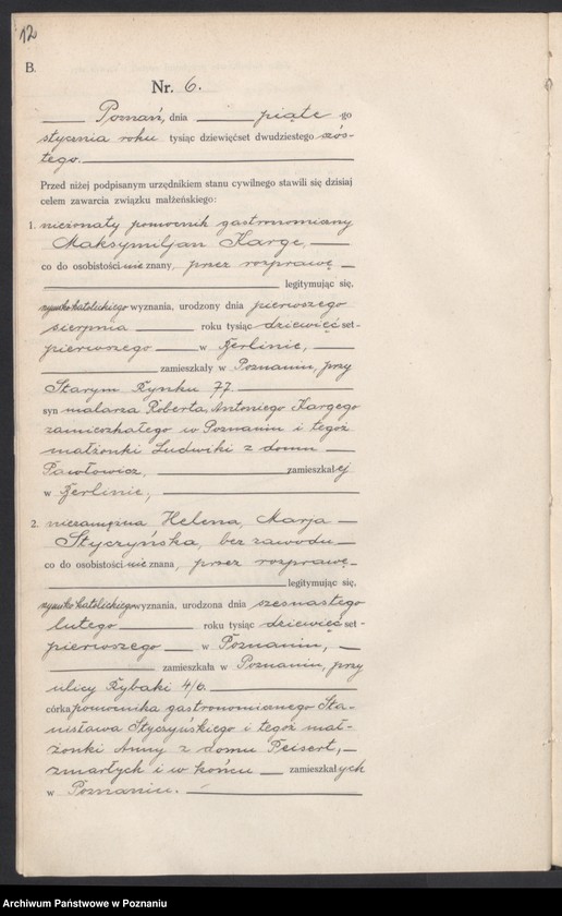 Obraz 13 z jednostki "Księga miejscowa małżeństw tom I [Rejestr główny małżeństw]"