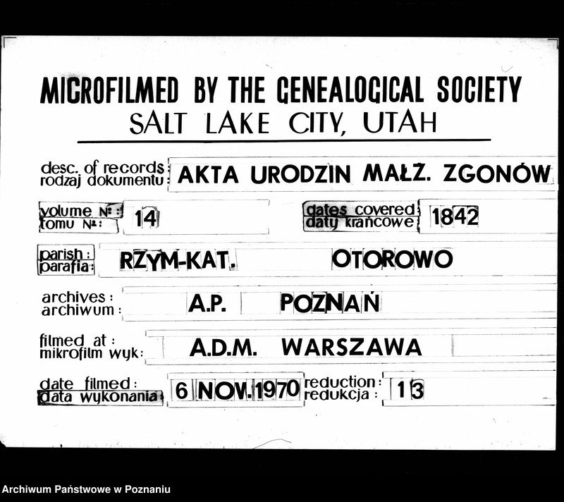 Obraz 1 z jednostki "Duplicat baptisatorum, copulatorum, mortuorum"