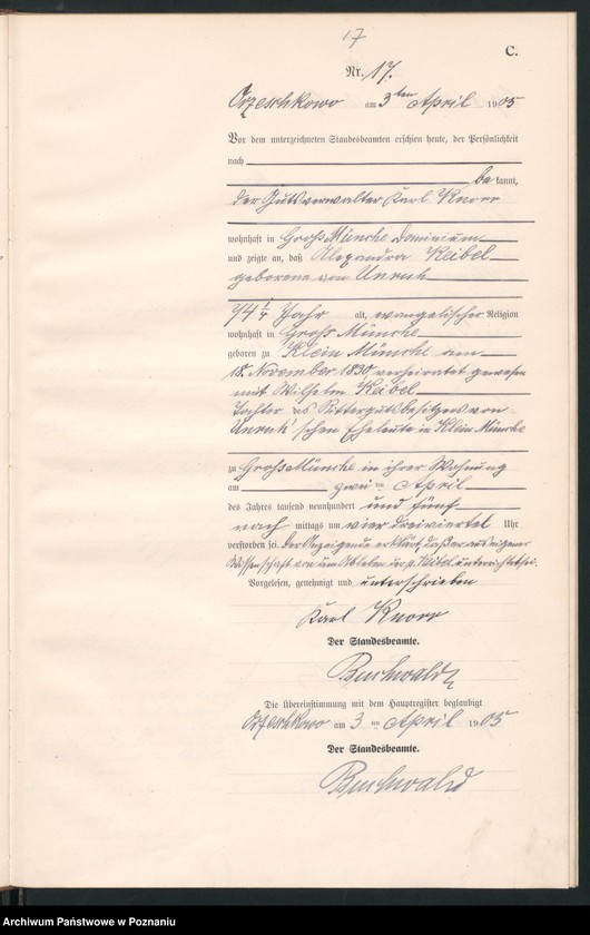 Obraz 20 z jednostki "Sterbe-Neben-Register"