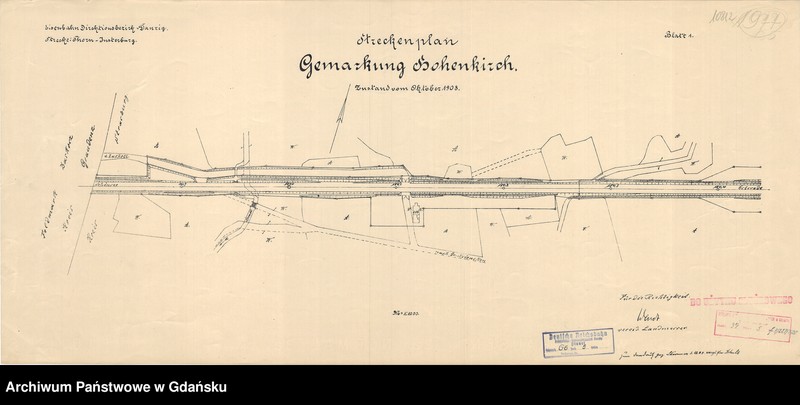 image.from.unit.number "Eisenbahn Direktionsbezirk Danzig. Strecke: Thorn - Insterburg. Streckenplan. Gemarkung Hohenkrich. Zustand vom Oktober 1908. Blatt 1"