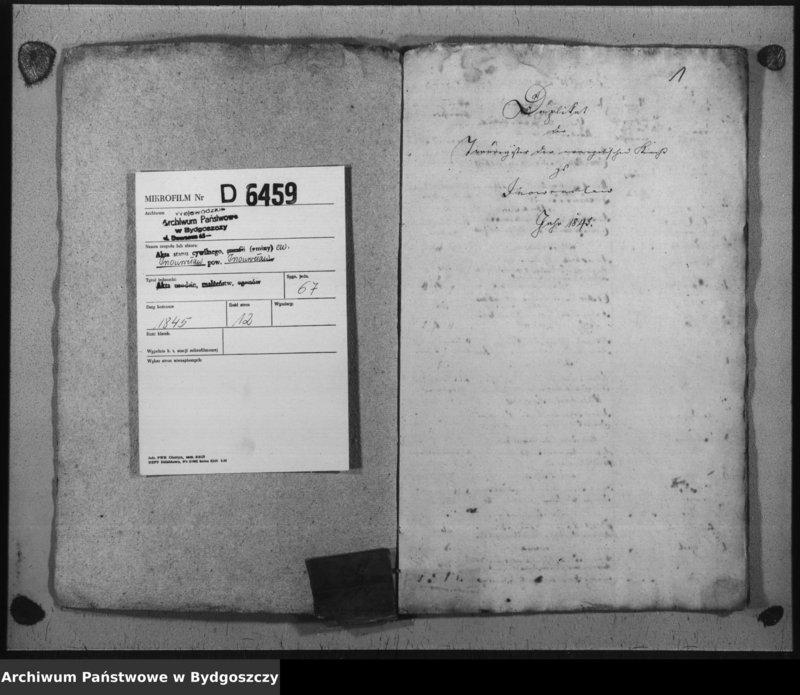 image.from.unit.number "Duplikat der Treuregister der evangelischen Kirche zu Inowrazlaw Jahr 1845"