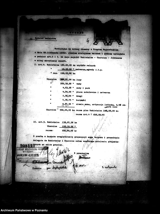 Obraz 8 z jednostki "Majątek Charcice i Izdebno powiatu międzychodzkiego i majątek Rokietnica powiatu poznańskiego wyłączenie z art.. 4 ustawy o reformie rolnej"