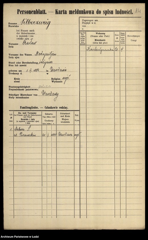 image.from.unit.number "[Spis ludności Łodzi] Zilberblatt - Zilberszpic"