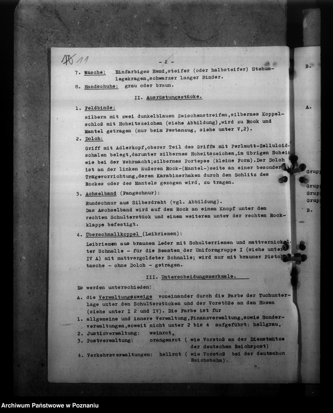 Obraz 15 z jednostki "Beamtenunform. Mitarbeit mit der Posenschen Feuersozietät. Personalstandserhebungen"