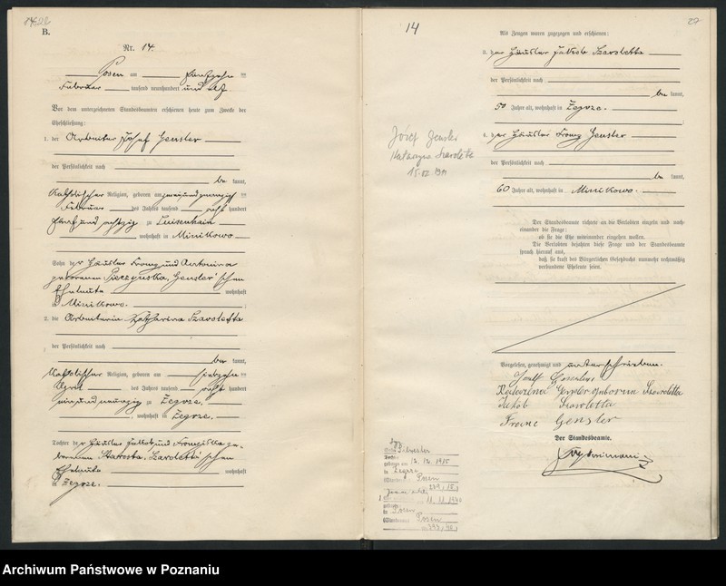 Obraz 16 z jednostki "Księga miejscowa małżeństw [Rejestr główny małżeństw]"