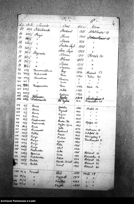 Obraz 6 z jednostki "[Wykazy imienne Żydów wysiedlonych z getta łódzkiego]"
